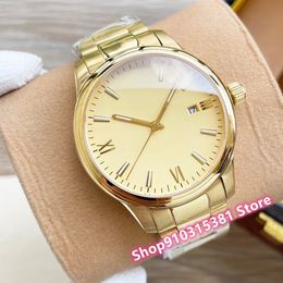 Classic Men Automatic Mechanical Sport Watches New Rose Gold Roman Number Watch Stainless Steel Date clock Waterproof 42mm