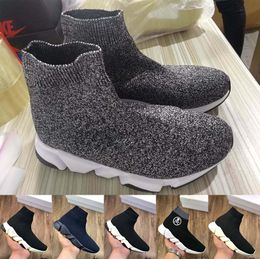 white glitter sneakers Canada - Kids Girls Boots Designer Socks shoes fashion Luxury men women scok sneakers speed trainer black white blue pink glitter mens trainers casual shoe
