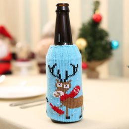 Newest christmas knitted wine bottle cover santa snowman moose beers bottles covers wholesale JJF10807