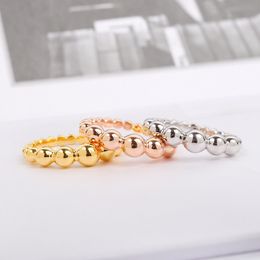 Luxury quality punk band ring with beads design in three Colour plated for women and mother party Jewellery gift have velet bag PS4609