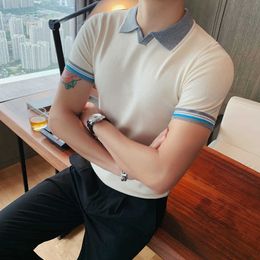 Summer Men Short Sleeve Polos Shirts Fashion Knitting Turndown Collar Casual Business Formal Polo Shirt Mens Clothes 210527