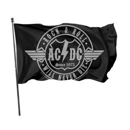 Rock Roll Will Never Die 3x5ft Flags 100D Polyester Banners Indoor Outdoor Vivid Colour High Quality With Two Brass Grommets