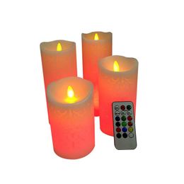 Hollow LED Flameless Candles 18-key Remote Control Timing Colourful Electronic Candle Wedding Party Home Decor XHH21-151