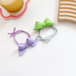2021 New Korean Children's Simple Cute Colourful Three-dimensional Bow Rubber Band Hair Rope Sweet Girl Ponytail Hair Accessories