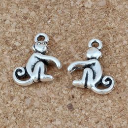 100Pcs/lot Antique Silver Alloy Cute Monkey Charm Pendant For Jewellery Making Bracelet Necklace Findings 13*15.5mm A-209