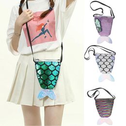 Women Mermaid Shoulder Bag Handbags Sequins Leather Crossbody Purse Tote Fashion Messenger Bag
