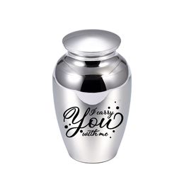Personalized cremation urn pendant keepsake small aluminum alloy ashes jar to commemorate pet cats, dogs and birds-Carry you with me