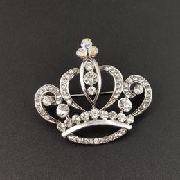 Crown Brooches Gold Sier Color Clear Rhinestone Pins Dress Decoration Buckle Badge Jewelry Accessories for Women