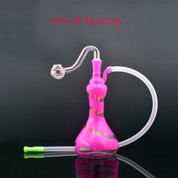 Colourful Mini Dab Rigs Glass Oil Rigs Recycler Bubbler Double comb Percolator Waterpipe With 10mm Joint Hookahs Unique Bong