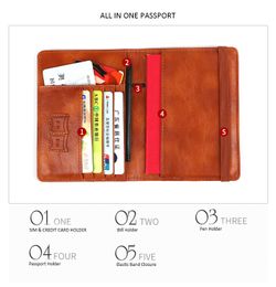 Wallet Fashion Unisex Hight Quality Vintage RFID PU Leather Passport Holders Passport Covers Travel Document Cover Brown Passport Holders