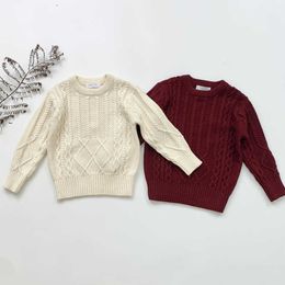 Autumn Kids Boys Girls Pure Color Long Sleeve Knit Sweater Winter Baby Kids Boys Girls Pullover Sweaters 2-6Yrs Y1024