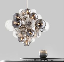 Nordic Luxury Glass Globe G9 LED Chandelier Lamps Living Room Metal Pendant Lighting Indoor Luminarias Fixtures Lamparas