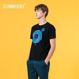 SIMWOOD summer new music print t-shirt men fashion 100% cotton plus size tops hip hop streetwear brand clothing SJ130484 210409