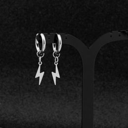 Simple lightning stainless steel Pendant Earrings Korean kpop Charm Ear For Women Man Christmas Gift Jewellery