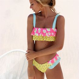 Sexy Bikini Women Swimwear Push Up Swimsuit Ruffle Bathing Suit Biquinis Summer Beach Wear Female 210712