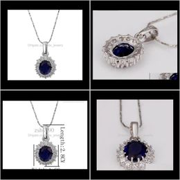 Pendant Necklaces & Pendants Jewellery Platinum Blue Gemstone Necklace 18K Rgp High-End Fashion Jewellery Dff0738 Drop Delivery 2021 Dp2Rg