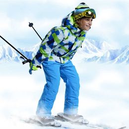 -30 degree Children clothing Set boys girl kids snowboard ski suit Waterproof outdoor sports jacket pants clothes snowsuit teen H0909