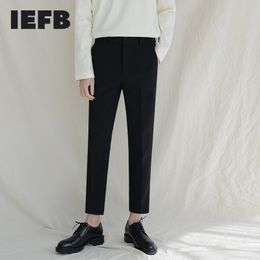 IEFB Korean Streetwear Suit Pants Spring Men's Non Iron Slim Back Elastic Waist Ankle-length Pants For Male 9Y5541 210524