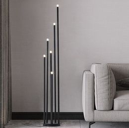 Modern Creative Black LED Floor Lamp North Europe Designer Art Round Tube Light Living Room Atmosphere Lamp Bed Decoration Lamp