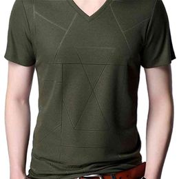 Liseaven Men's T-Shirts Arrival V-Neck Short Sleeve tshirt Summer T Slim Fit Tee 210716