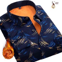 Aoliwen Men's winter Lining wool warm shirt flannel milk silk long sleeve men thicken casual fashion plaid slim fit 210626
