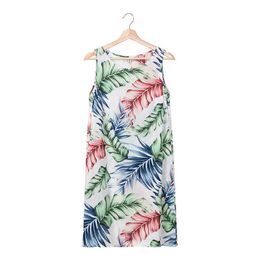 Summer women dress with pockets print O-neck Short Sleeve A-line lady dress casual for home or holiday M30316 210526