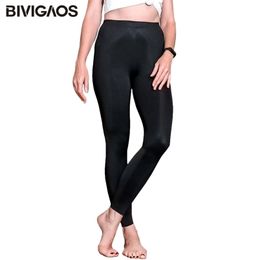 BIVIGAOS Ice Silk Leggings Spring Summer Thin Sport Workout High Stretch Silky Black Slim Fitnes 211108