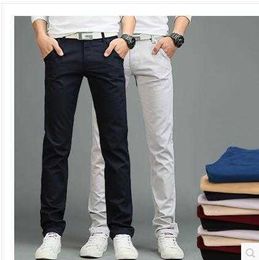 Hot!!!! summer high quality pure cotton men's casual pants youth thin straight cultivate one's morality 7 Colour Y0811
