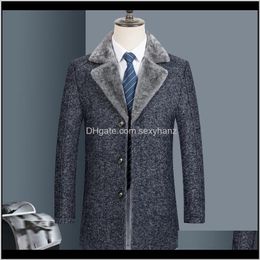 Blends Outerwear & Coats Clothing Apparel Drop Delivery 2021 Fashion Cross Border Amazon Collar Woolen Coat Windbreaker Wool Mens Thickened 3