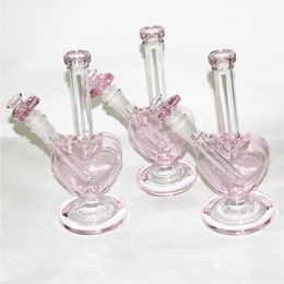 Heart Shape Glass Dab Oil Rigs Bong Water Pipe Hookahs with Pink Colour Love Slide Bowls Smoke Pipes Dabber Tools