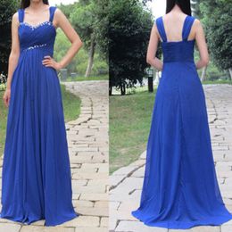 Sexy Royal Blue Evening Dresses Pleats Chiffon Long Prom Gown Off shoulder with Beading Long Formal Dresses New Arrival