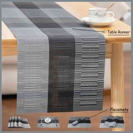 30 x 180cm Grey Table Runner for Dining Mat Wedding Party Christmas Cake PVC Soft cloth Decoration Placemats Black 210628