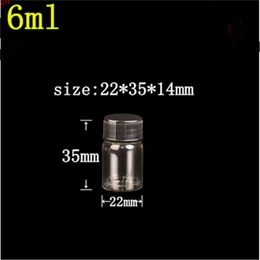 50 pcs 14 mm Screw Mouth 22x35 Small Glass Bottles With Black Plastic Cap DIY 6 ml Empty Vials Containersgood qty