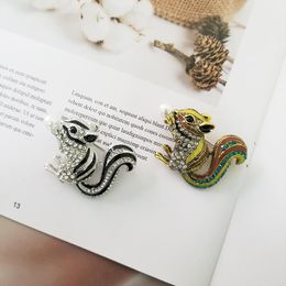 Pins, Brooches Pearl Squirrel Brooch Fashion Forest Rhinestone Personality Backpack Badge Cartoon Lapel Pins Animal Enamel