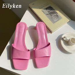 Eilyken Summer Women Slippers Slides Open Toe Low High heels Shoes Sandal Female Leisure Beach Green White Flip Flops sizes kutguigtuiikji4154