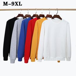 Men's Hoodies & Sweatshirts 8XL 9XL O-Neck Men Basic Solid Spring Autumn Long Sleeve Plus Size Loose Casual White Red Grey Pullover Male Top