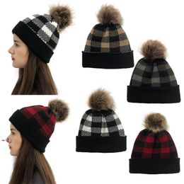 15% Thick Warm Winter Hat For Women Soft Stretch Cable Knitted Pom Poms Beanies Hats RRA9351