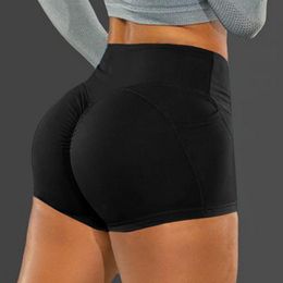 Running Shorts Summer Sport High Waist Elastic Seamless Fitness Leggings Ladies Push Up Gym Training Tights Yoga With Pocket