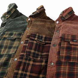 Winter Shirt For Men Thick Warm Fleece s Plaid Pure Cotton Mens Long Sleeves Camisa Masculina Plus Size M-3XL 210626