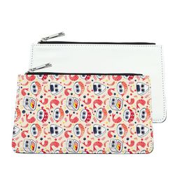 Sublimation DIY Cosmetic Bags Blanks White Pencil Case PU Leather Zipper Travel Makeup Storage Bag Heat Transfer Custom Pencil Box Toiletry Multiple Functions