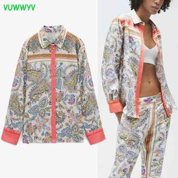 Flowing Bohemian Print Women's Blouse Summer Chic Collar Button Up Shirts Woman Long Sleeve Fashion Street Ladies Tops 210430