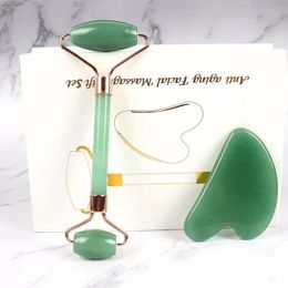 Face Roller Set Natural Stone Jade Aventurine Crystal Massager Facial Body Neck Health Skin Care Massage Gua Sha Tool Beauty Product