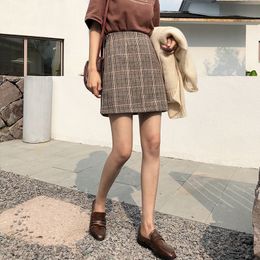 Women Fashion Buttock Woolen Wild Skirt Style Plaid Print Skirts Sale High Waist Skirts xxl 4xl 6xl