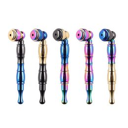 Colorful Zinc Alloy Dry Herb Tobacco Handpipe Pipes Portable Removable Bamboo Joint Shape Innovative Design Filter Smoking Screen Cigarette Holder DHL Free