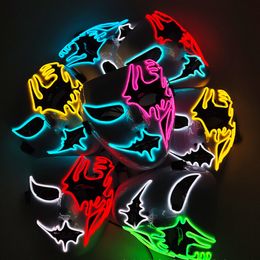 LED Light Up Halloween Luminous Glowing Dance Party Mask Scary Cosplay Horror Neon El Wire Masks 3 Lighting Lägen Festival levererar JY0728