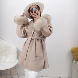 Women's Fur & Faux Winter Coat Women With Real Hood Wool Luxury 2021 Jackets Long Oversize Cashmere