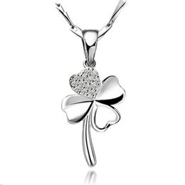Crystal Womens Necklaces Pendant Copper silver plated short female zircon lucky flower simple clavicle chain gold