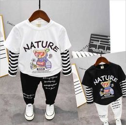 New Autumn Baby Clothes Suit Children Fashion Boys Girls Cartoon Letter Printing 2pcs Boys Set Toddler Kids Tracksuits 2-7Years X0902