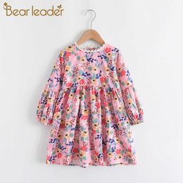 Bear Leader Girls Fashion Autumn Dresses Spring Kids Flowers Princess Dresses Children Party Costume Sweet Clothes 1-5 Years 210708