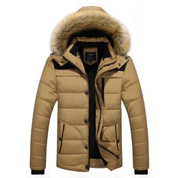 Fur Collar Winter Parkas Men Solid Thick Warm Hooded Mens Jacket Colorblock Waterproof Hoodies Casual Coat Oversized 210524